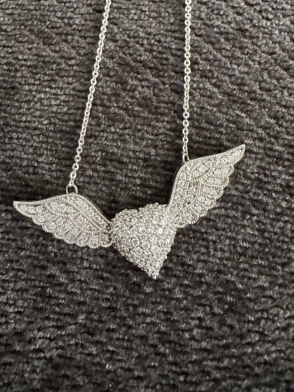 Sterling Silver Angel Wing Heart Necklace